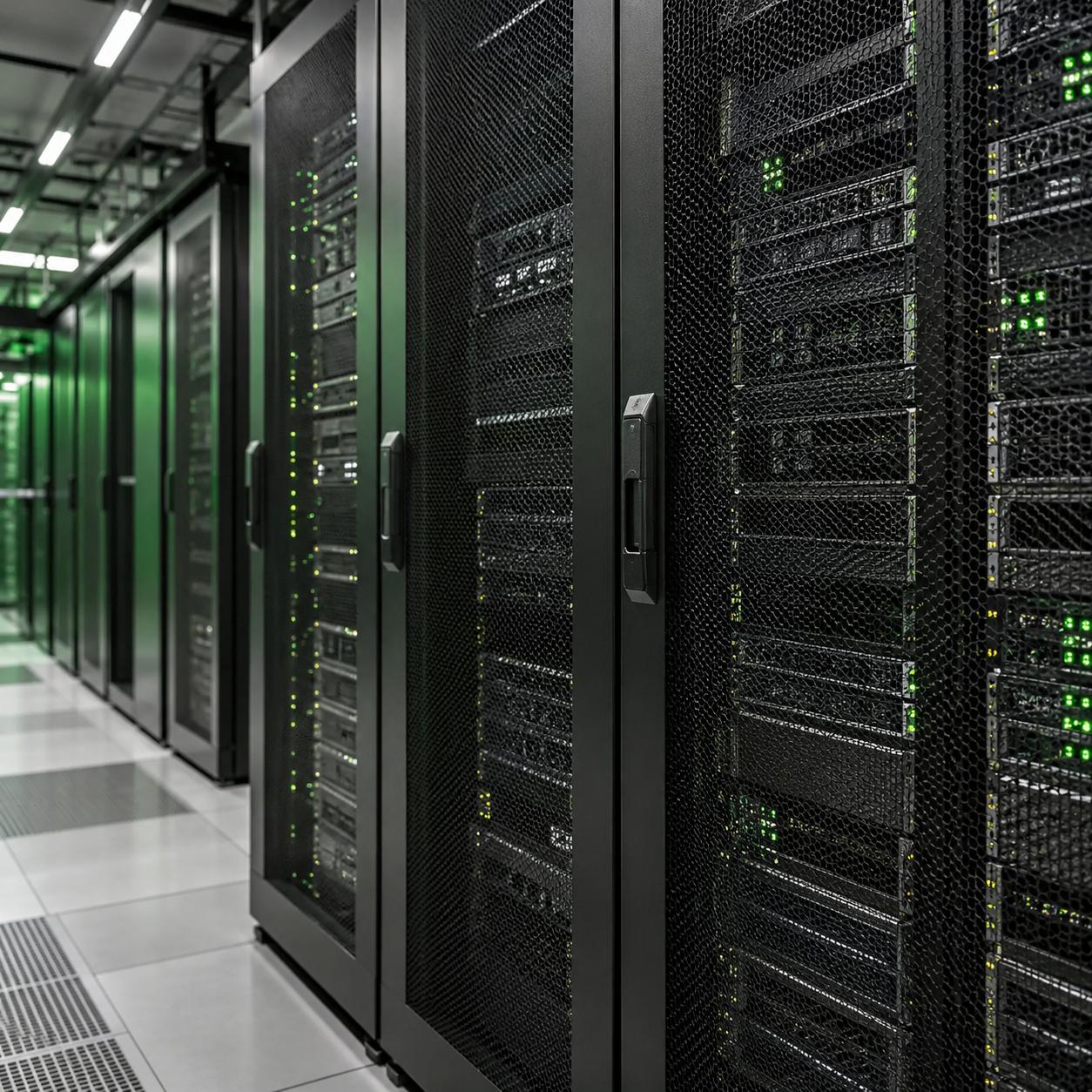 Server racks inside a data center